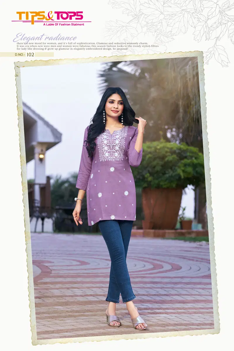 Colors Vol 04 Tips And Tops Embroidery Rayon Short Kurtis Wholesale Price In Surat